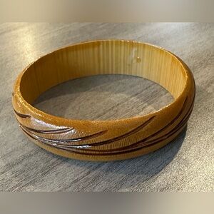 Etched Wood Bangle Bracelet
